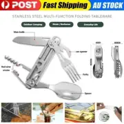Multi-functional Folding Tableware Fork Knives Spoon Opener Outdoor Camping Tool