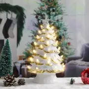 Vipush 12.4" Ceramic Christmas Tree Vintage Ceramic Tree with Star and Multi-Col