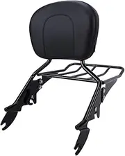 OUMURS Black Detachable Sissy Bar Passenger Rear Backrest Pad with Luggage Rack Compatible with Harley Touring 2009-2023; Road King, Road Glide, Street Glide, Electra Glide, Ultra Classic