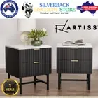 Artiss Bedside Tables Set of 2 Black 2 Drawer Nightstands Bedroom Side Tables Au