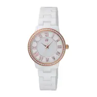 在飛比找PChome24h購物優惠-RAINBOW TIME 浪漫假期陶瓷時尚腕錶-玫瑰金X白