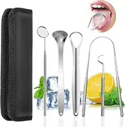GENHY 5 Pack Tongue Scraper,304 Stainless Steel Tongue Cleaner,Reusable oral hygiene products for Adults And Kids,Reduce Bad Breath and Fresher Breath