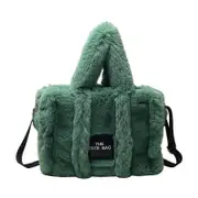 Designer Faux Fur Large Tote Bag Woman Luxury Soft Plush Women's Bags Fluffy Shopping Shoulder Messenger Bag Winter Warm Wallet Green Large 34cm24c...