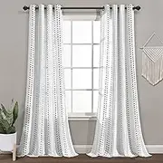 Lush Decor Hygge Stripe Window Curtain Panel Pair, 95" Long x 52" Wide, Black & White