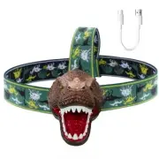 Dinosaur LED Headlamp for Kids T-Rex Head Lamp Flashlight Rechargeable Headlight