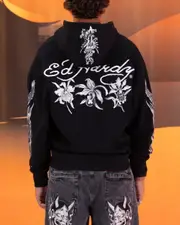 [ED HARDY] Ed Hardy Floral Zip Hoodie Black - Size M M Black