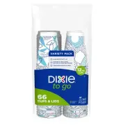 Dixie To Go 66 Piece Disposable Coffee Cups 12 oz Multicolor with Lids