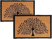 Nicola Spring Coir Door Mats - 75 x 45cm - Tree of Life - Pack of 2 - Indoor & Outdoor Non Slip Rug Front Door Welcome Mat Rectangular Floor Mat for Home Entryways