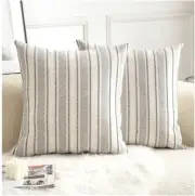 Decorative Boho Throw Pillow Covers, Farmhouse 20" x 20" (Pack of 2) Grey