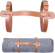 Blanket Carry Strap - PU Leather Bed Roll Straps, Adjustable Blanket Strap, | Durable PU Leather Bedroll Strap with Handle, Adjustable Travel Rug Carrier Strap for Outdoor Picnic Camping Adventures