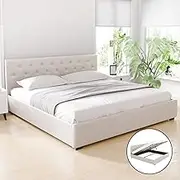 Artiss Bed Frame King Size Gas Lift Storage Mattress Base Wooden Beige Vila