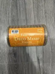 Fall Deco Mesh Ribbon 5.5" x 30 Ft - Fall - Jute / orange wreath making