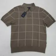 Ben Sherman Shitake Brown Short Sleeve Polo Collar Shirt Size Men's Medium