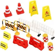Gogogmee Educational Traffic Toys for Kids 14pcs Miniature Road Signs Barricades Play Signs Set for Boys Girls