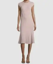 $2195 Narciso Rodriguez Women's Pink Jewel Neck Cap Sleeve Dress Size 46