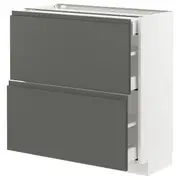 METOD / MAXIMERA base cab with 2 fronts/3 drawers, white/Voxtorp dark grey, 80x37x80 cm