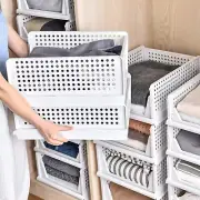 4 Packs Plastic Storage Box Closet Organizer Foldable Storage Bin Stackable Draw