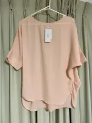 ladies sz 12-14 soft floaty blouse top bat wing sleeves peachy pink Aqua Garage
