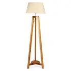 Large Tripod Floor Lamp Light Linen Shade Modern Bamboo Vintage Wooden Retro