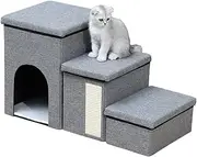 Dog Steps for Bed | Cat Stairs Storage Box Pet Ladder Storage Foldable Dog Stairs | Stable Soft Storage Organizer Dog Stairs Steps for High Beds Couch Sofa