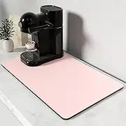 Rnivvi Coffee Mat, 12" x 19" Coffee Bar Mats for Espresso Machine Station Accessories and Organizer, Hide Stain Rubber Backed Absorbent Dish Drying Pad for Kitchen Counter, Cute Bar Decor Pad, Pink