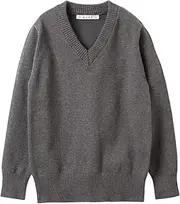 [ACESTAR] Boys and Girls' Uniform Cotton V-Neck Collar Sweaters Long Sleeve Pullover Knit Sweater