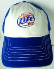 Miller Lite Beer Baseball Hat Blue White Adjustable NEW Old Stock Bar Drinking