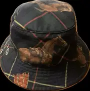 NWT POLO Ralph Lauren SMALL/MEDIUM Equestrian Tartan Bucket Hat Stadium $125
