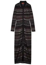 Missoni Zigzag-intarsia Metallic Fine-knit Cardigan - Black - 44 (UK12 / M) 44 (UK12 / M)