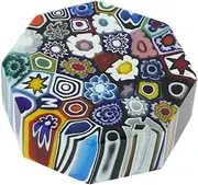 Glass Of Venice Murano Glass Millefiori Octagonal Paperweight - Medium