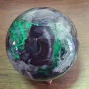 375g RARE Natural blue Volcanic Rock agate Sphere Quartz Crystal Ball Healing