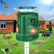 Ultrasonic Animal Repeller,360 °Cat Repellent Outdoor,Solar Pest Animal Repellent,Squirrel Deer Repellent with Motion Sensor & Flashing Light,Coyote Deter Repel Dogs,Fox,Raccoon,Rabbit (1 Pcs)