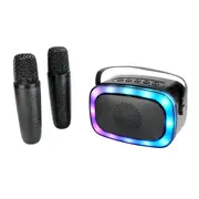 Laser Bluetooth Karaoke Speaker with RGB Lights & 2 Wireless Mics (Black)