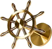 Amosfun Vintage Brass Rudder Decor Mediterranean Style Ornament for Home Shelf Table and Beach Theme Parties Unique Nautical Tabletop Accessory for Coastal Decor