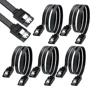 SaiTech IT 5 Pack Straight with Both Side Locking Latch SATA III Cable 6.0 Gbps Data Cable with Locking Latch for HDD & SSD Black 40cm