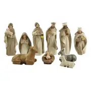 Nativity Christmas Set Manger Scene - 10pcs Hand-Painted Figurines - Indoor H...