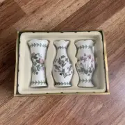 Portmeirion BOTANIC GARDEN Mini Vase Gift Set (3) Porcelain Floral Bud Vases