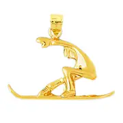 14K Gold 28MM Snowboarder Pendant
