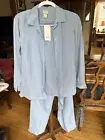 Sigrid Olsen Sport Light Blue Linen/silk Set, XS Top, Size 10 Bottoms