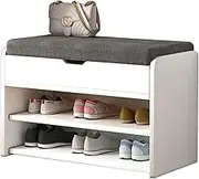 Uandhome Shoe Cabinet,Shoe Bench with Cushion,Storage Bench with Padded Seat,Hallway Bench with 3 Compartments, 28 x 60 x 43 cm,Suitable for Bedroom,Living Room(Open Cover)