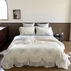 Bedding Set 4 Pieces 100s Cotton Flower Wealth Duvet Cover Flat Sheet Pillowcase