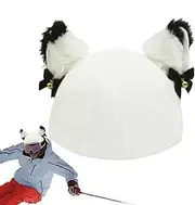 Ornamental Creature Plush Helmet Shield - Adorable Ski Helmet Ornament, Twin Snowboard Skateboard Helmet | Helmet Wrap Headgear, Stretchable Machine-Washable Feline Ears Head Cozy Cover for Motorcycle