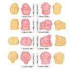 Christmas Cookie Cutters With Plunger Stamps Set, 3D Press Fondant Cookie Mold