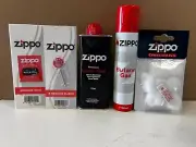 ZIPPO PETROL FUEL LIGHTER FLUID & ZIPPO GAS 6 FLINTS , 1 WICK FELT GENUINE ITEM
