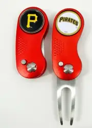 GOLF SWITCHBLADE Pittsburgh Pirates DIVOT REPAIR TOOL + Ballmarker Red