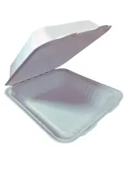100pcs- 8"x8" Clamshell Fiber Bagasse Food Containers (Biodegradable)