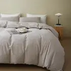 Stonewashed Cotton/Linen Duvet Cover King, 3-Piece Comforter Cover Set, Breat...