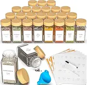48 Glass Spice Jars with Label, Spice Jar Set with Bamboo Lids 4oz Seasoning Containers Organizers & Spice Labels, Empty Spice Bottles, Kitchen Organization Storage for Cabinet Drawer Decor Essentials
