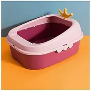 Semi-Enclosed Cat Toilet Splash-Proof Cat Litter Box Great for Large & Small Cat Convenient Design Litter Pan