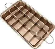 AIMALL Non-Stick Carbon Steel Brownie Baking Pan with Divider, 12.20"x7.67"x1.70" Square Cake Mold, Heavy-Duty Baking Tray for Cakes, Cookies, Lasagna
